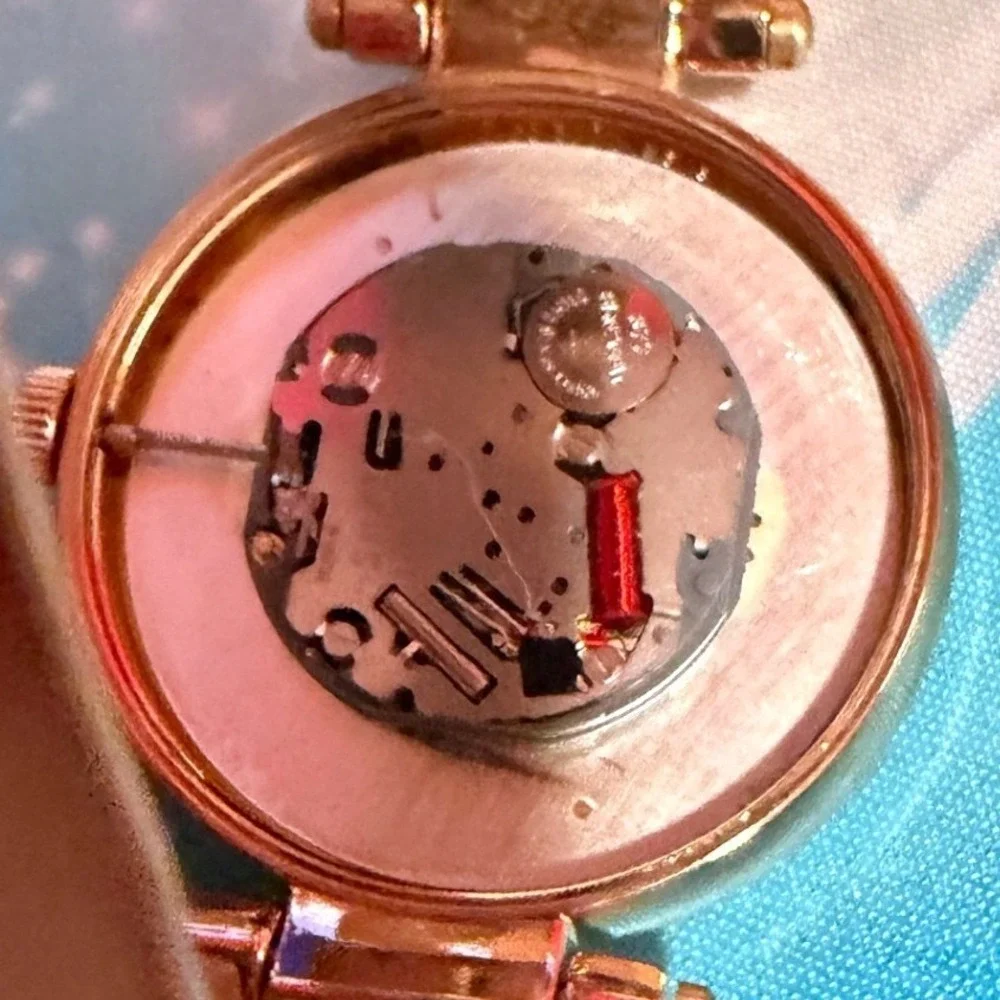 New Tavan Rose Gold Rhinestone Multifunction Watch‎ 1509A New Battery Running 8